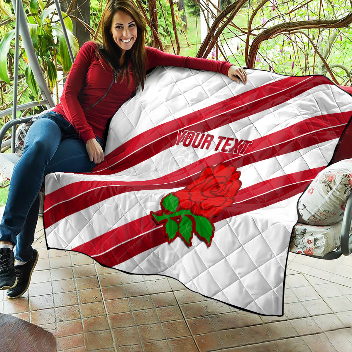Custom England Rugby Quilt 2024 Go Champions Red Rose Sporty Version - Wonder Print Shop