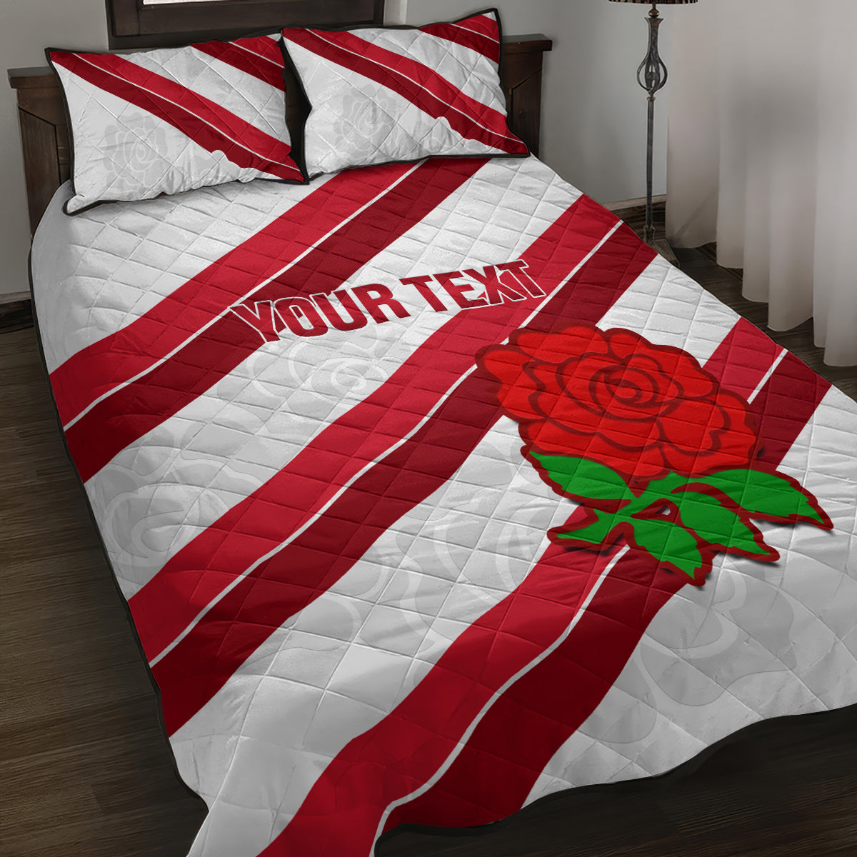 Custom England Rugby Quilt Bed Set 2024 Go Champions Red Rose Sporty Version - Wonder Print Shop
