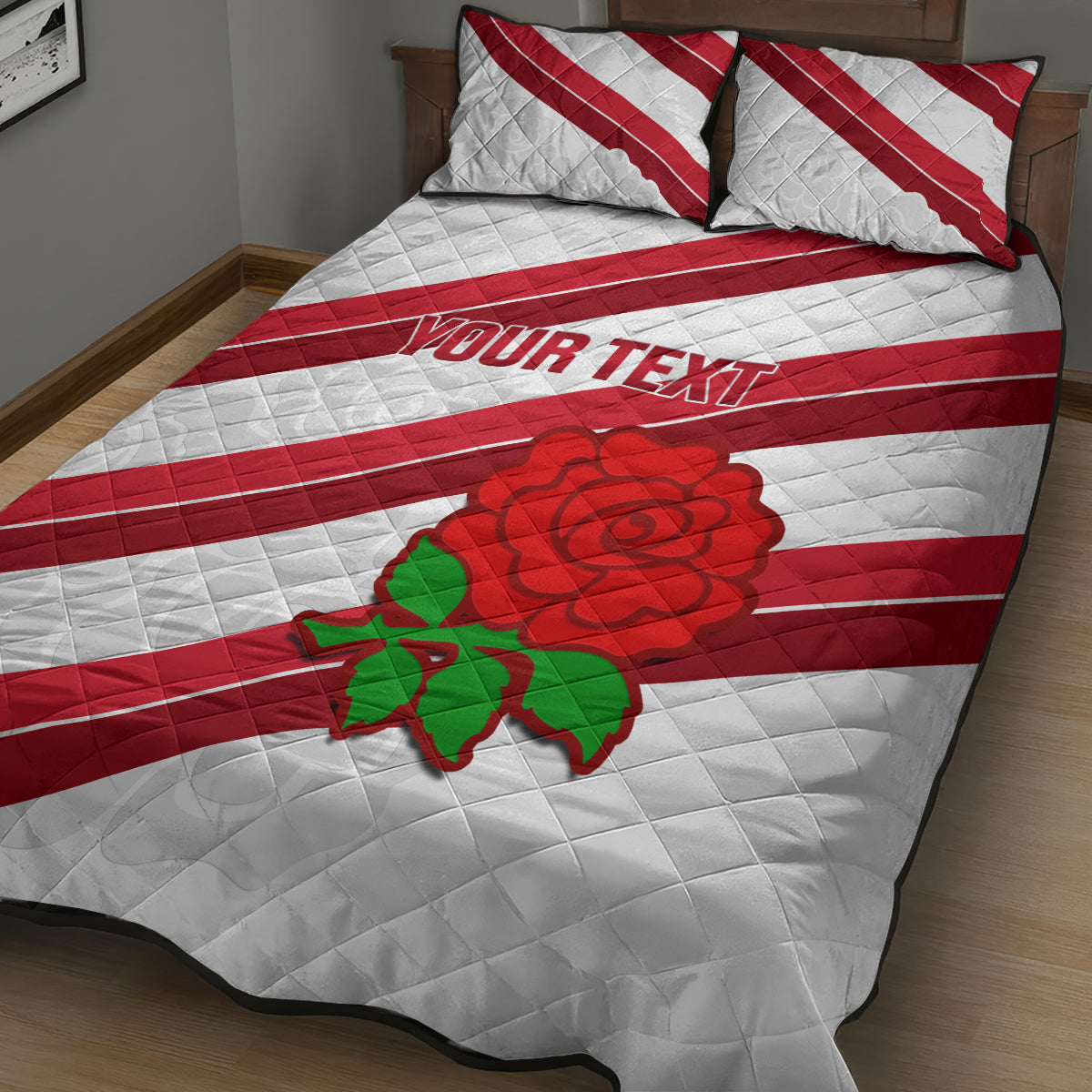 Custom England Rugby Quilt Bed Set 2024 Go Champions Red Rose Sporty Version - Wonder Print Shop