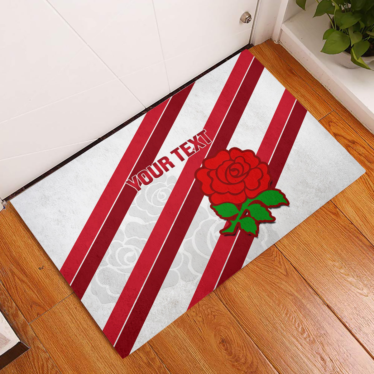 Custom England Rugby Rubber Doormat 2024 Go Champions Red Rose Sporty Version - Wonder Print Shop