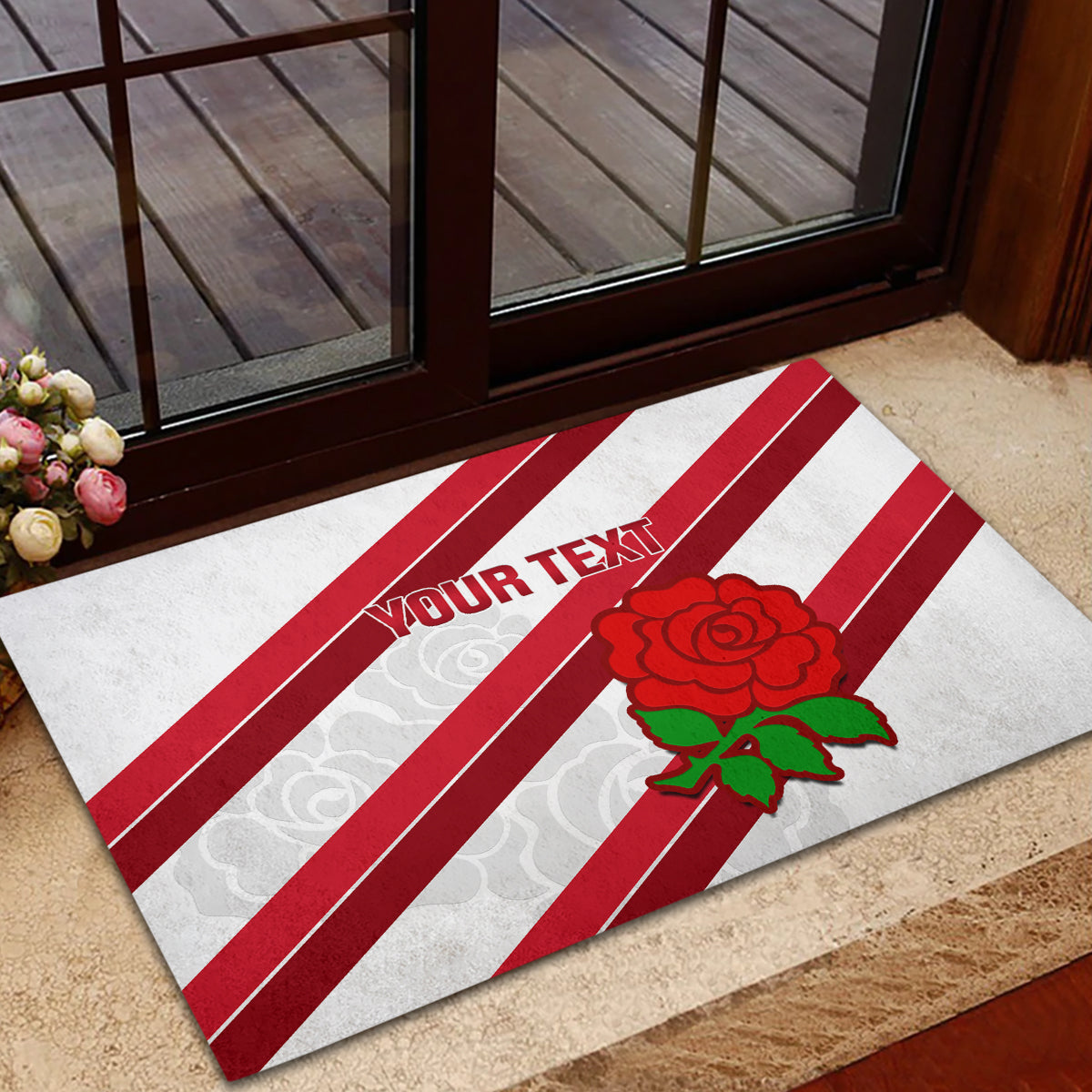 Custom England Rugby Rubber Doormat 2024 Go Champions Red Rose Sporty Version - Wonder Print Shop