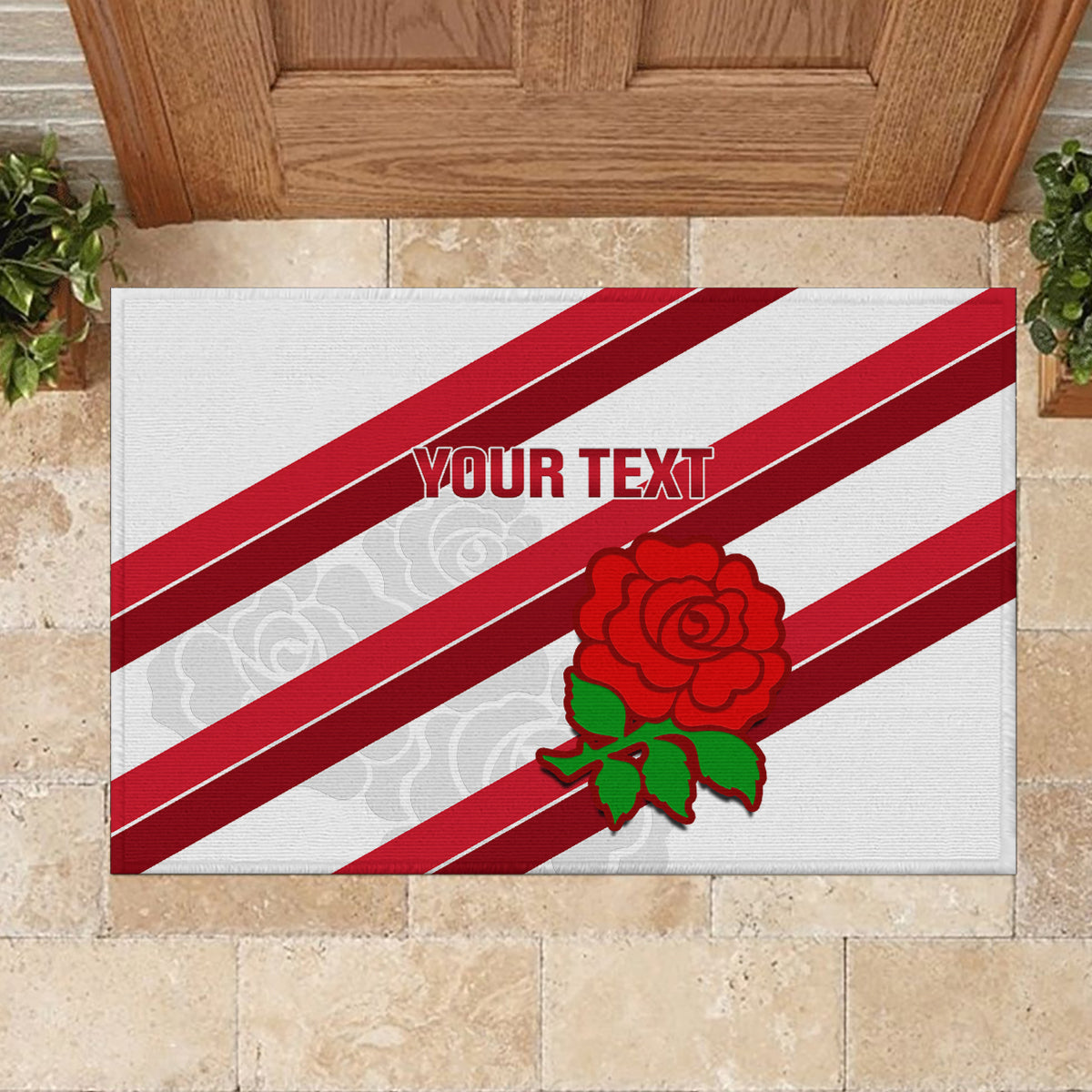 Custom England Rugby Rubber Doormat 2024 Go Champions Red Rose Sporty Version - Wonder Print Shop