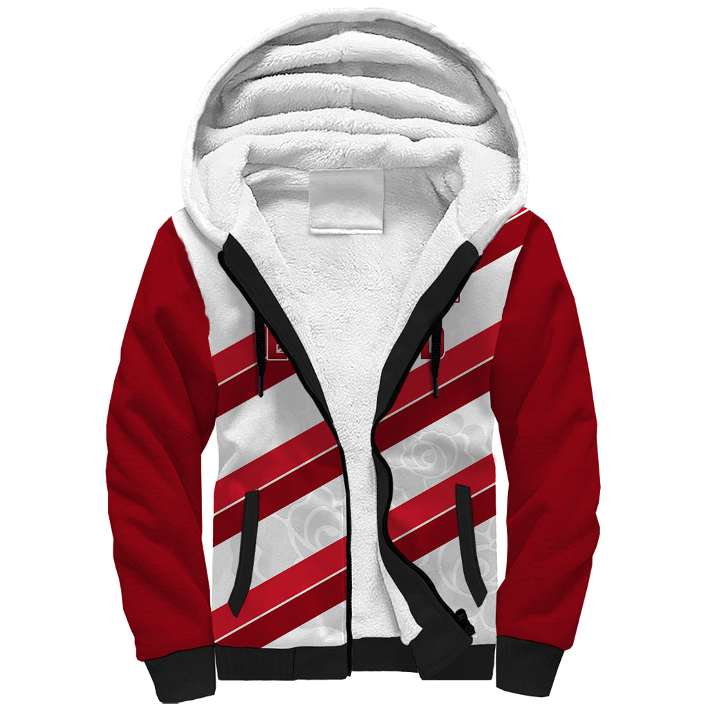 Custom England Rugby Sherpa Hoodie 2024 Go Champions Red Rose Sporty Version - Wonder Print Shop