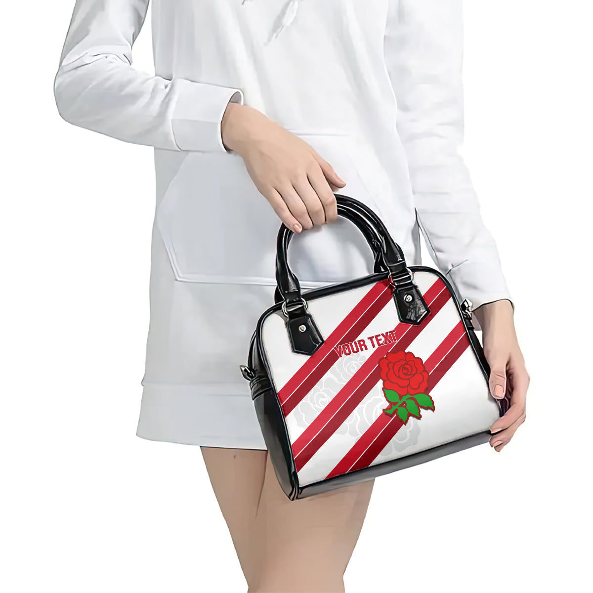 Custom England Rugby Shoulder Handbag 2024 Go Champions Red Rose Sporty Version