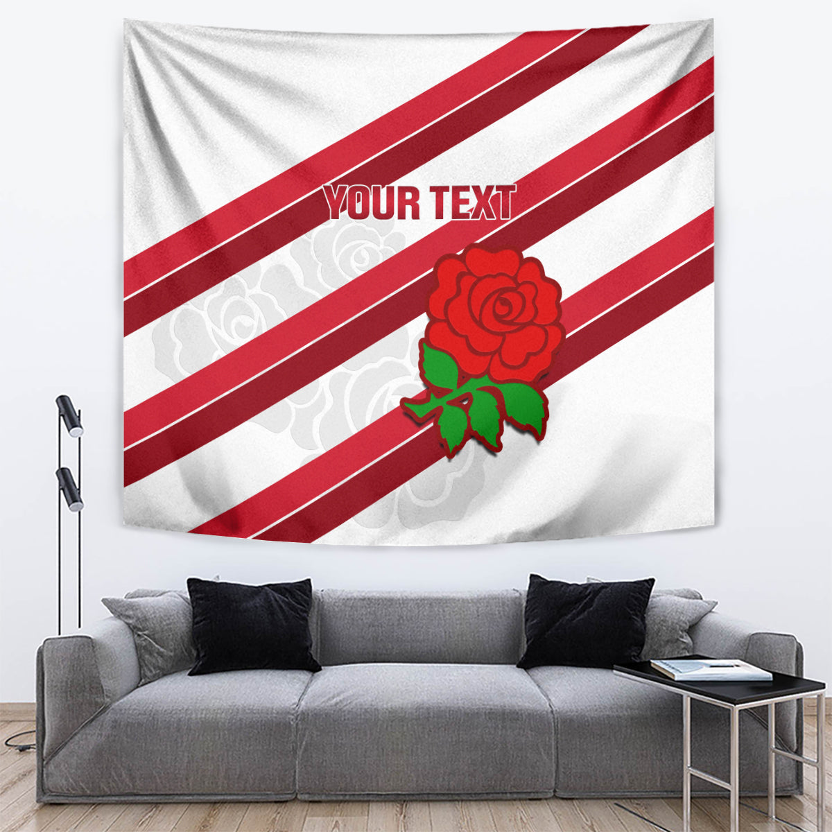 Custom England Rugby Tapestry 2024 Go Champions Red Rose Sporty Version - Wonder Print Shop