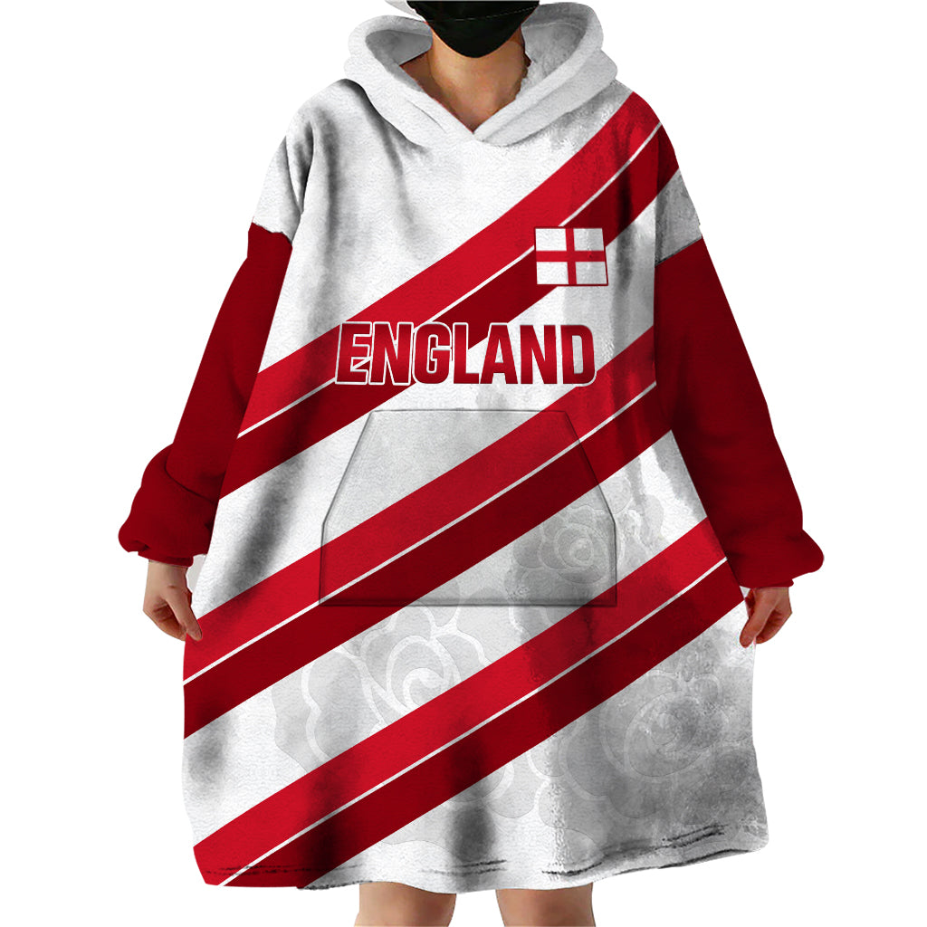 Custom England Rugby Wearable Blanket Hoodie 2024 Go Champions Red Rose Sporty Version - Wonder Print Shop