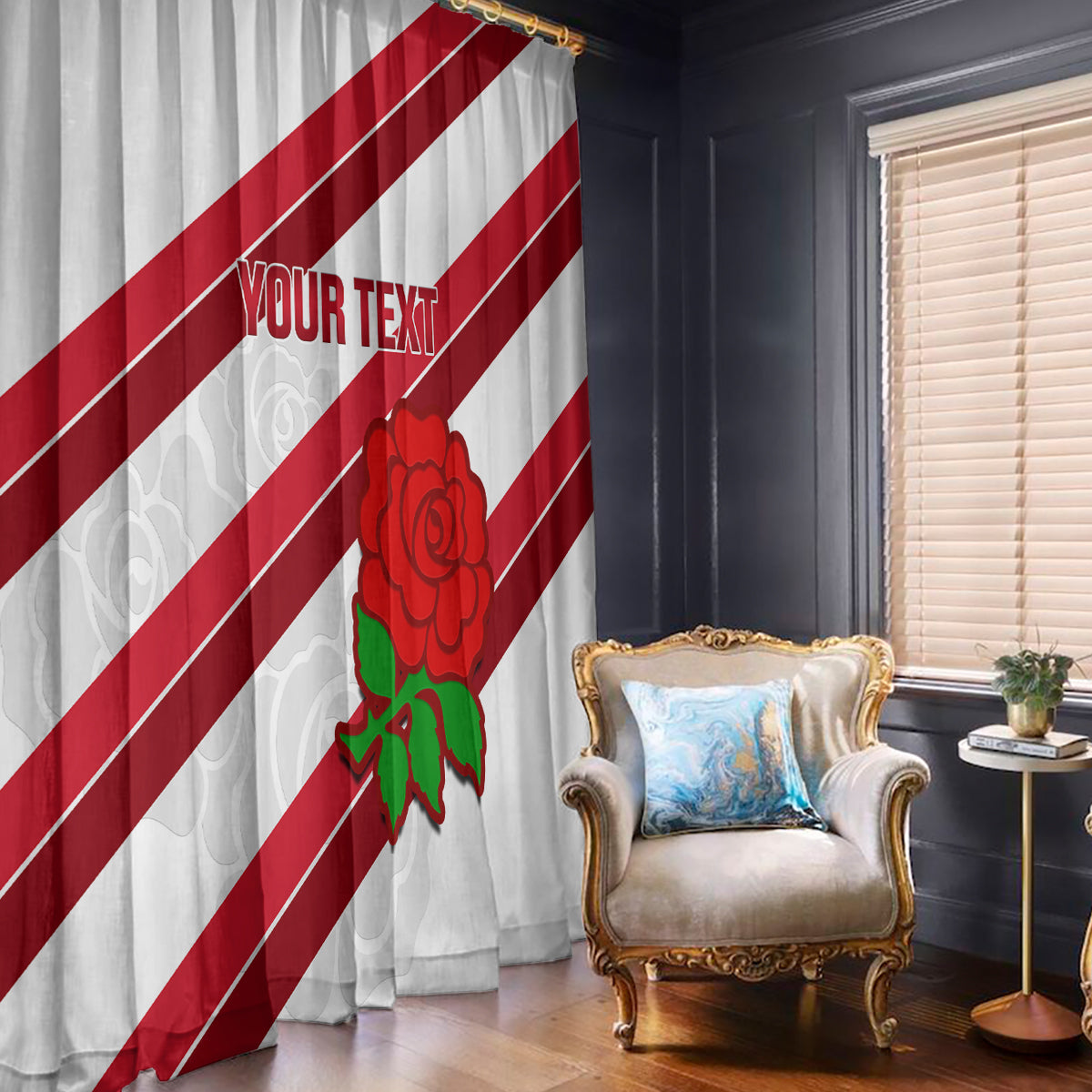 Custom England Rugby Window Curtain 2024 Go Champions Red Rose Sporty Version - Wonder Print Shop