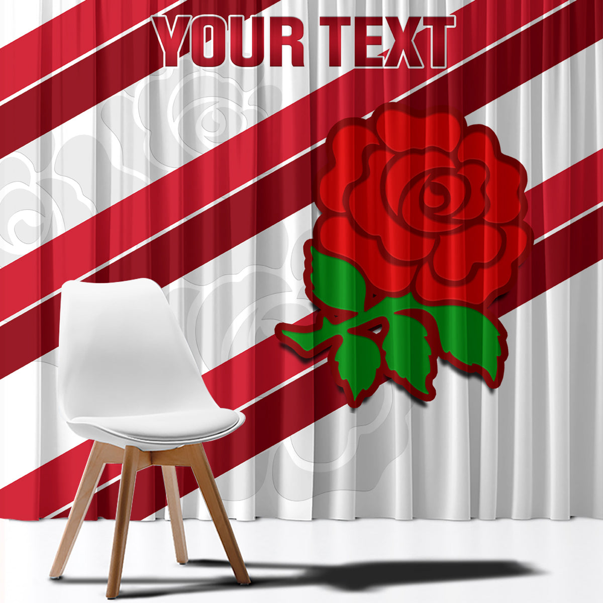 Custom England Rugby Window Curtain 2024 Go Champions Red Rose Sporty Version - Wonder Print Shop