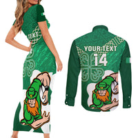 Custom Ireland Rugby Couples Matching Short Sleeve Bodycon Dress and Long Sleeve Button Shirt 2024 Irish Shamrocks With Celtic Pattern - Wonder Print Shop