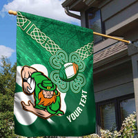 Custom Ireland Rugby Garden Flag 2024 Irish Shamrocks With Celtic Pattern - Wonder Print Shop