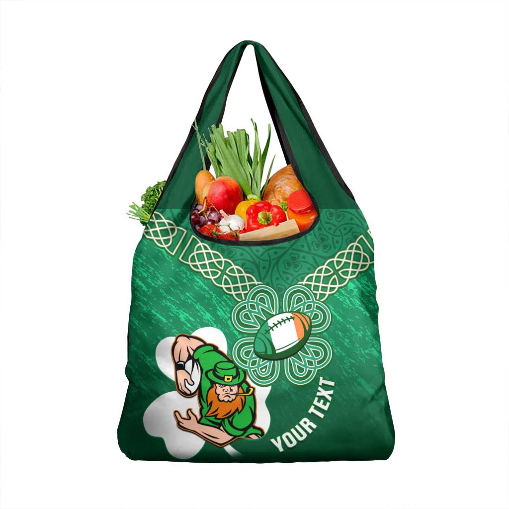 Custom Ireland Rugby Grocery Bag Irish Shamrocks With Celtic Pattern