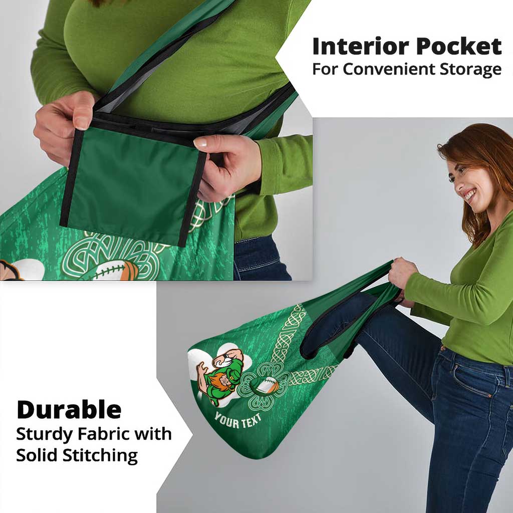 Custom Ireland Rugby Grocery Bag Irish Shamrocks With Celtic Pattern
