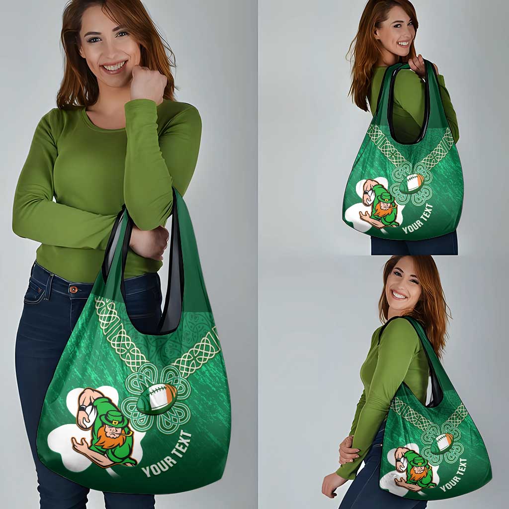 Custom Ireland Rugby Grocery Bag Irish Shamrocks With Celtic Pattern