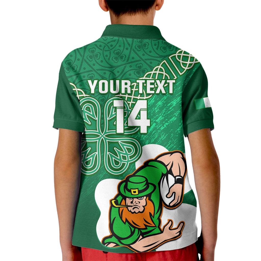 Custom Ireland Rugby Kid Polo Shirt 2024 Irish Shamrocks With Celtic Pattern - Wonder Print Shop