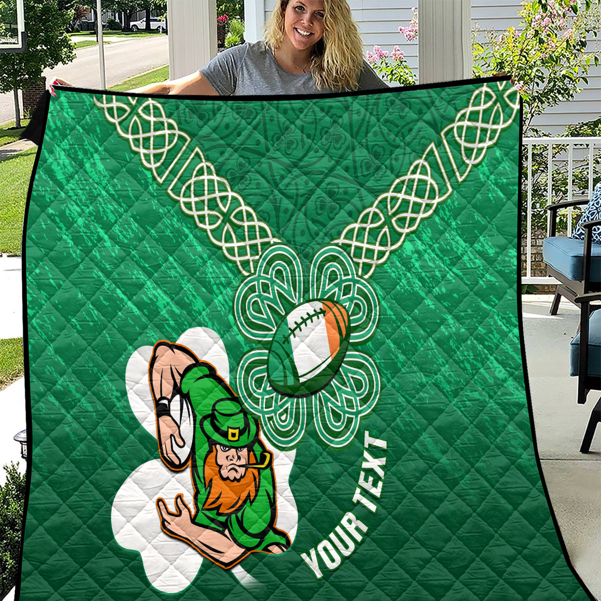 Custom Ireland Rugby Quilt 2024 Irish Shamrocks With Celtic Pattern - Wonder Print Shop