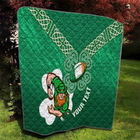 Custom Ireland Rugby Quilt 2024 Irish Shamrocks With Celtic Pattern - Wonder Print Shop