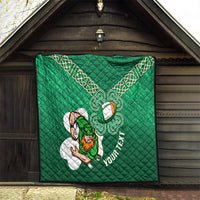 Custom Ireland Rugby Quilt 2024 Irish Shamrocks With Celtic Pattern - Wonder Print Shop