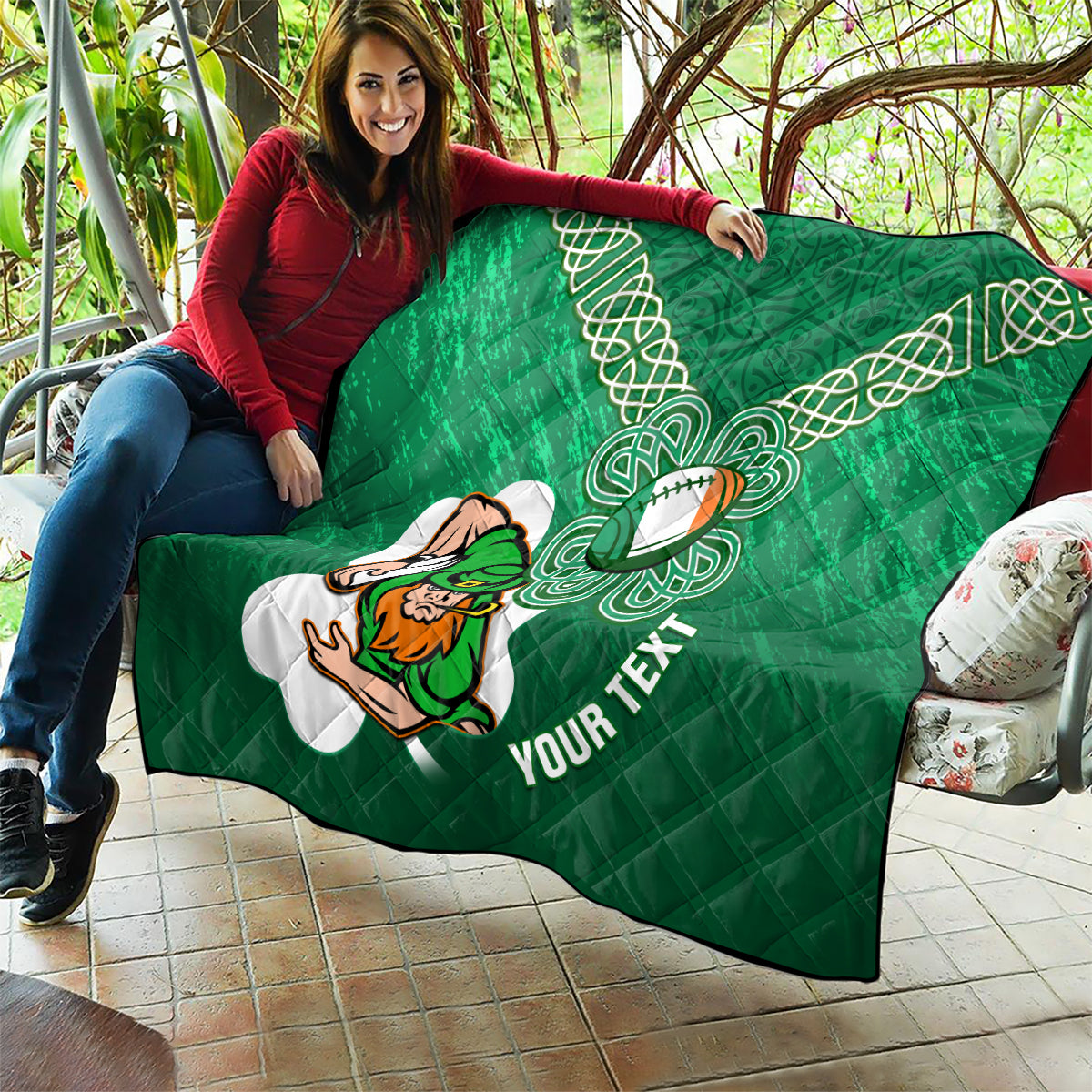 Custom Ireland Rugby Quilt 2024 Irish Shamrocks With Celtic Pattern - Wonder Print Shop