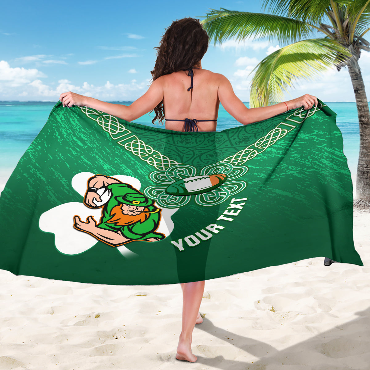 Custom Ireland Rugby Sarong 2024 Irish Shamrocks With Celtic Pattern - Wonder Print Shop