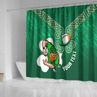 Custom Ireland Rugby Shower Curtain 2024 Irish Shamrocks With Celtic Pattern