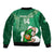 Custom Ireland Rugby Sleeve Zip Bomber Jacket 2024 Irish Shamrocks With Celtic Pattern - Wonder Print Shop