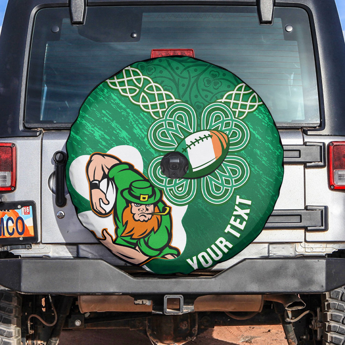 Custom Ireland Rugby Spare Tire Cover 2024 Irish Shamrocks With Celtic Pattern - Wonder Print Shop