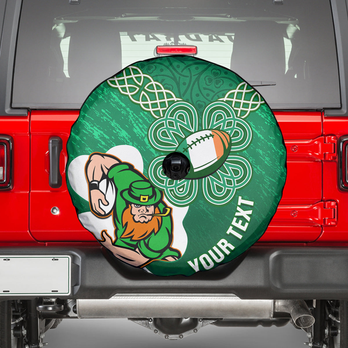 Custom Ireland Rugby Spare Tire Cover 2024 Irish Shamrocks With Celtic Pattern - Wonder Print Shop