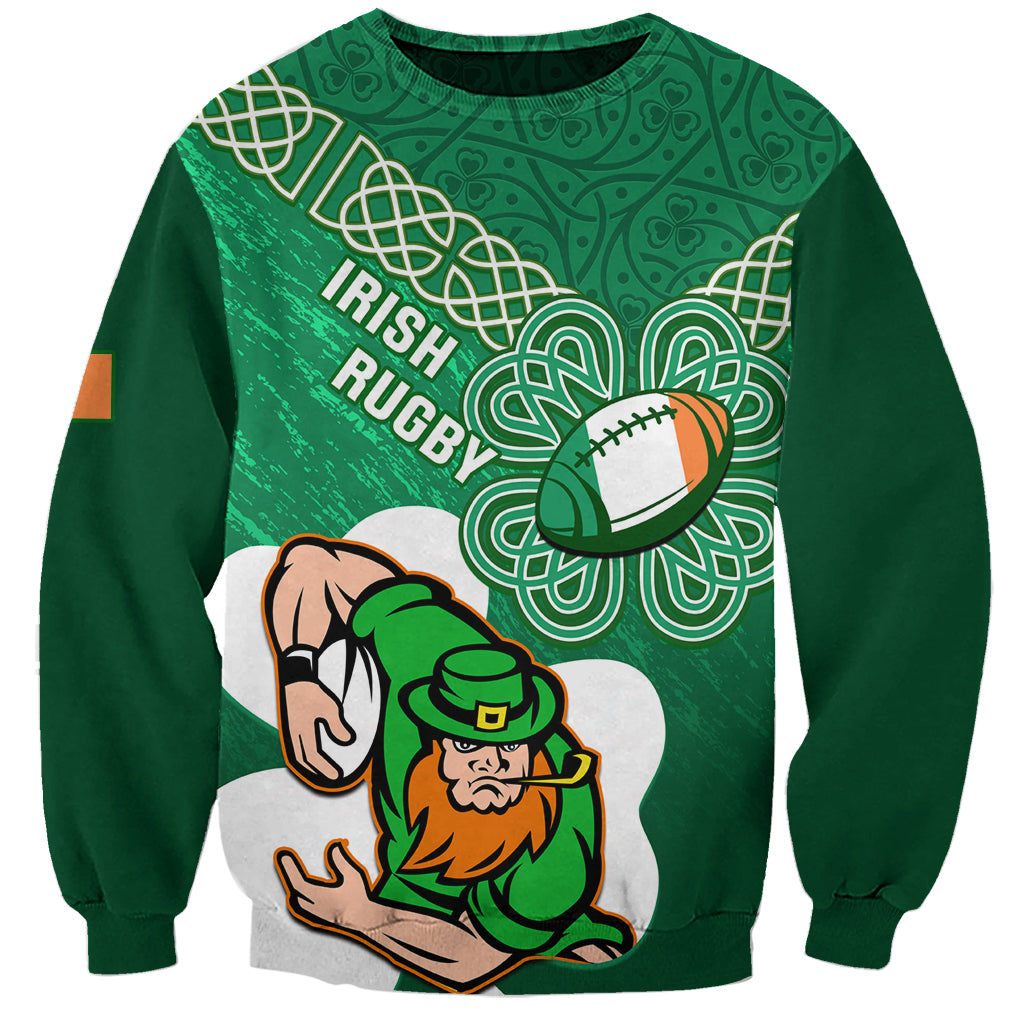 Custom Ireland Rugby Sweatshirt 2024 Irish Shamrocks With Celtic Pattern - Wonder Print Shop