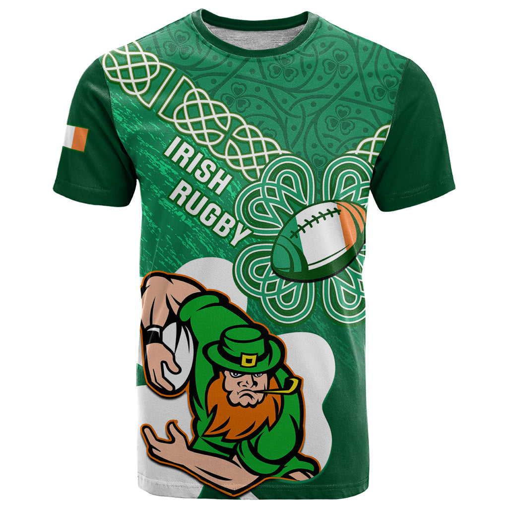 Custom Ireland Rugby T Shirt 2024 Irish Shamrocks With Celtic Pattern - Wonder Print Shop