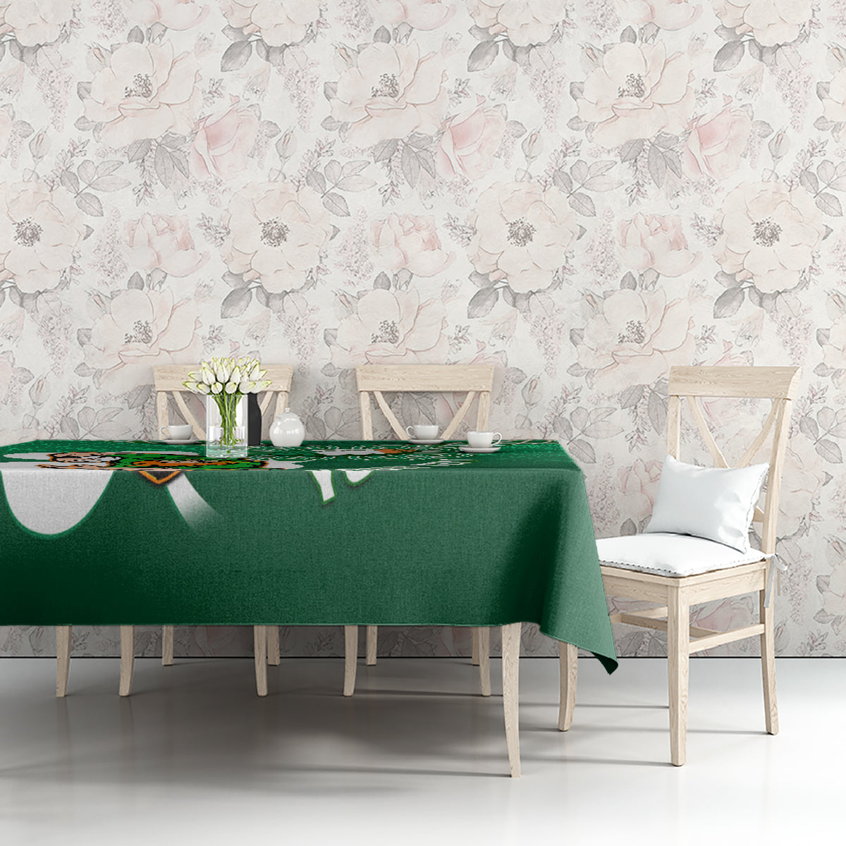 Custom Ireland Rugby Tablecloth 2024 Irish Shamrocks With Celtic Pattern - Wonder Print Shop
