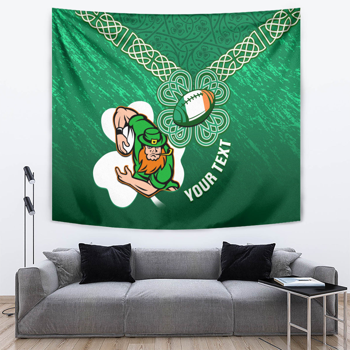 Custom Ireland Rugby Tapestry 2024 Irish Shamrocks With Celtic Pattern - Wonder Print Shop