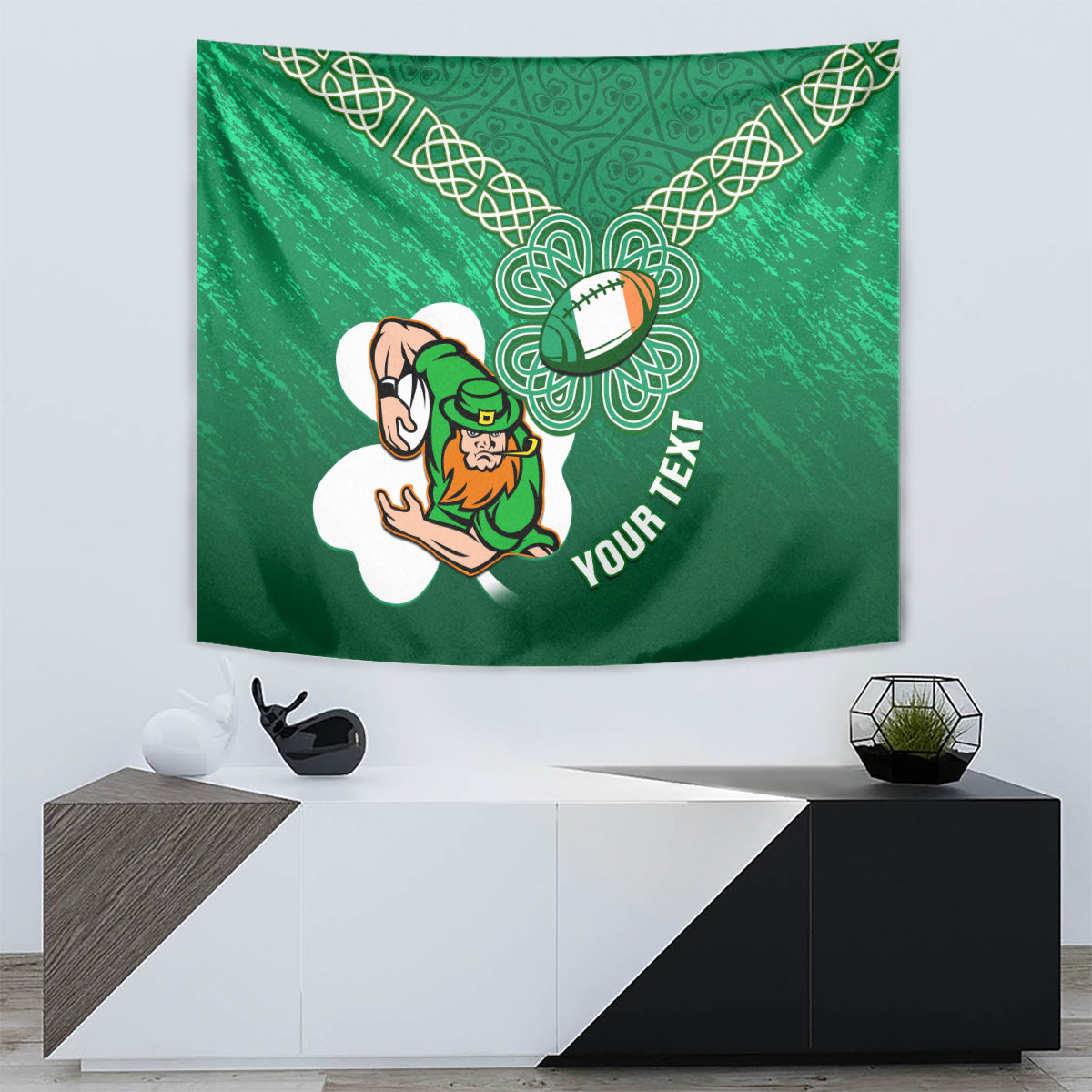 Custom Ireland Rugby Tapestry 2024 Irish Shamrocks With Celtic Pattern - Wonder Print Shop