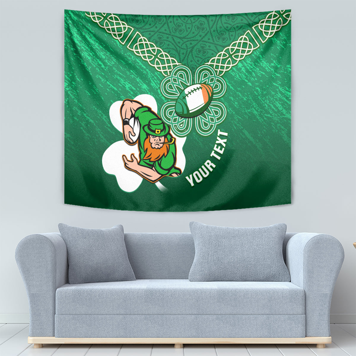 Custom Ireland Rugby Tapestry 2024 Irish Shamrocks With Celtic Pattern - Wonder Print Shop
