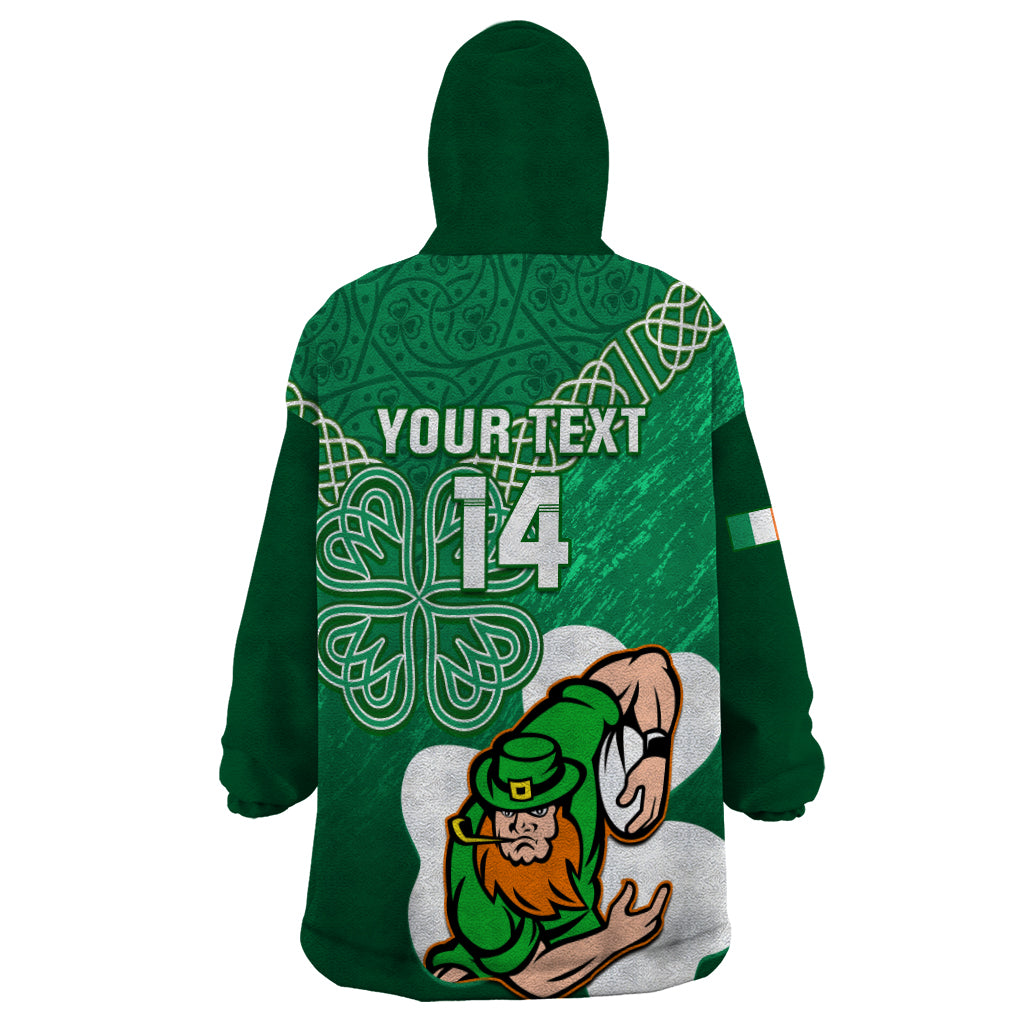 Custom Ireland Rugby Wearable Blanket Hoodie 2024 Irish Shamrocks With Celtic Pattern - Wonder Print Shop