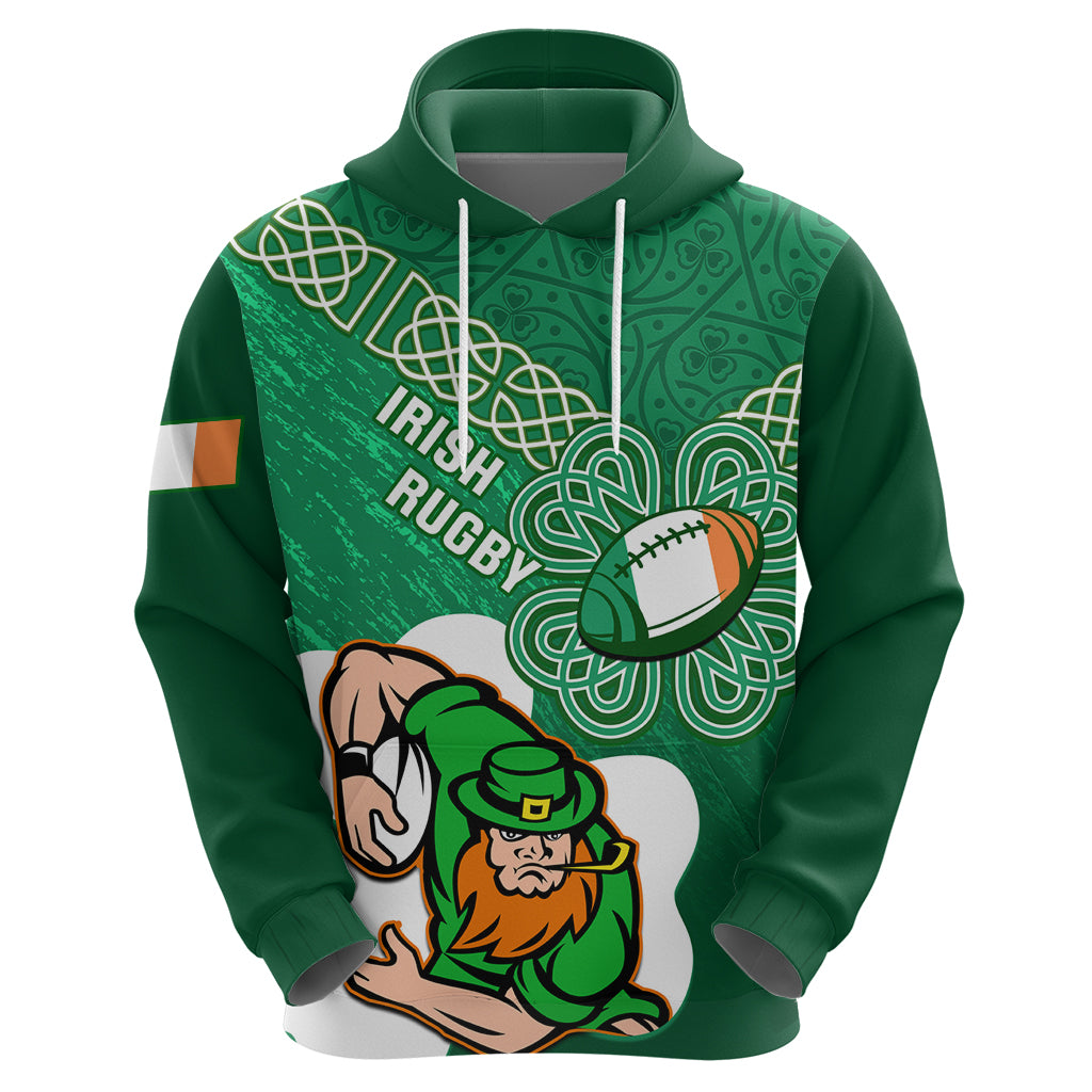 Custom Ireland Rugby Zip Hoodie 2024 Irish Shamrocks With Celtic Pattern - Wonder Print Shop