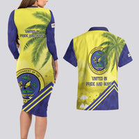 US Virgin Islands Couples Matching Long Sleeve Bodycon Dress and Hawaiian Shirt United in Pride and Hope