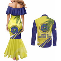 US Virgin Islands Couples Matching Mermaid Dress and Long Sleeve Button Shirt United in Pride and Hope