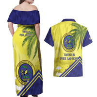 US Virgin Islands Couples Matching Off Shoulder Maxi Dress and Hawaiian Shirt United in Pride and Hope