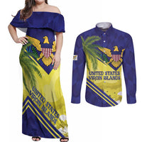 US Virgin Islands Couples Matching Off Shoulder Maxi Dress and Long Sleeve Button Shirt United in Pride and Hope