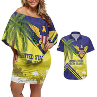 US Virgin Islands Couples Matching Off Shoulder Short Dress and Hawaiian Shirt United in Pride and Hope