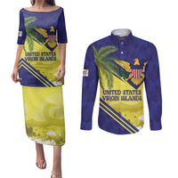 US Virgin Islands Couples Matching Puletasi and Long Sleeve Button Shirt United in Pride and Hope