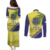 US Virgin Islands Couples Matching Puletasi and Long Sleeve Button Shirt United in Pride and Hope