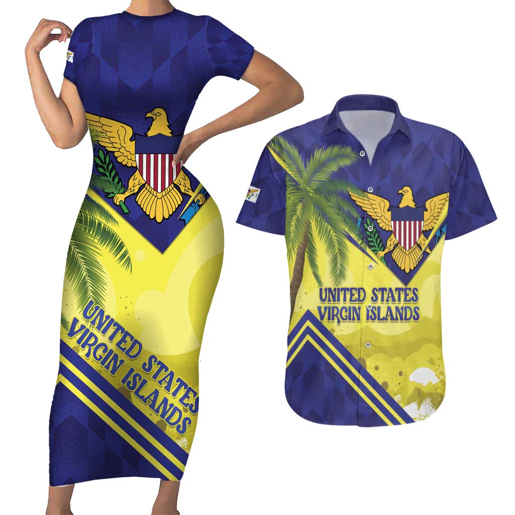 US Virgin Islands Couples Matching Short Sleeve Bodycon Dress and Hawaiian Shirt United in Pride and Hope