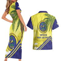 US Virgin Islands Couples Matching Short Sleeve Bodycon Dress and Hawaiian Shirt United in Pride and Hope