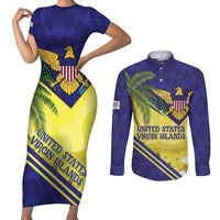 US Virgin Islands Couples Matching Short Sleeve Bodycon Dress and Long Sleeve Button Shirt United in Pride and Hope