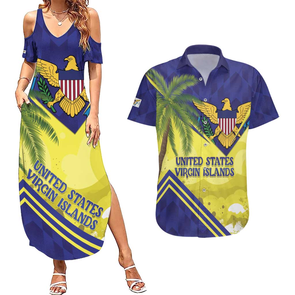 US Virgin Islands Couples Matching Summer Maxi Dress and Hawaiian Shirt United in Pride and Hope
