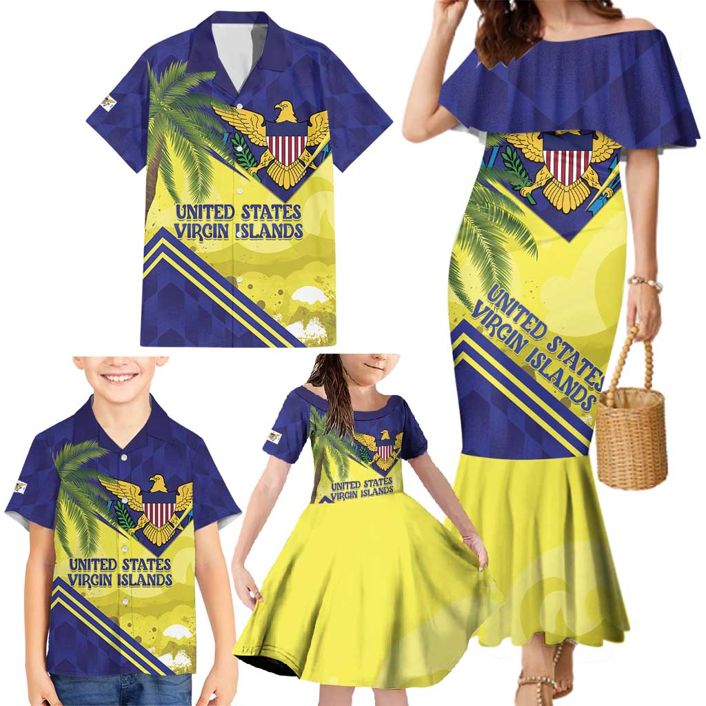 US Virgin Islands Family Matching Mermaid Dress and Hawaiian Shirt United in Pride and Hope - Wonder Print Shop