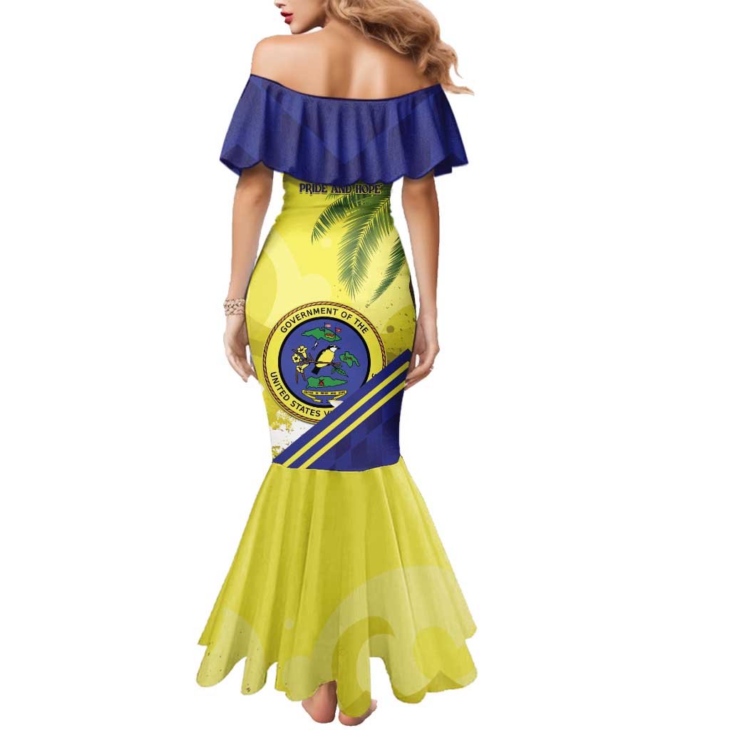 US Virgin Islands Family Matching Mermaid Dress and Hawaiian Shirt United in Pride and Hope - Wonder Print Shop