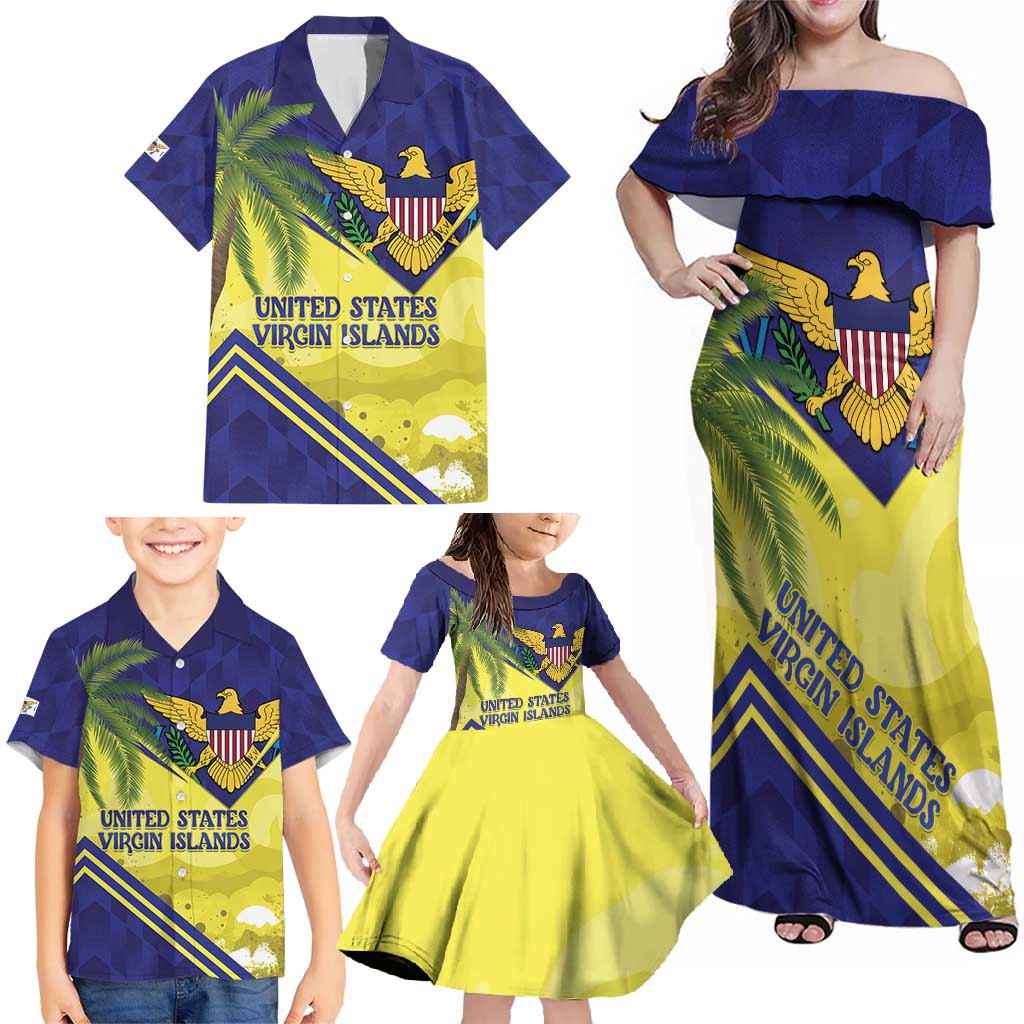 US Virgin Islands Family Matching Off Shoulder Maxi Dress and Hawaiian Shirt United in Pride and Hope - Wonder Print Shop