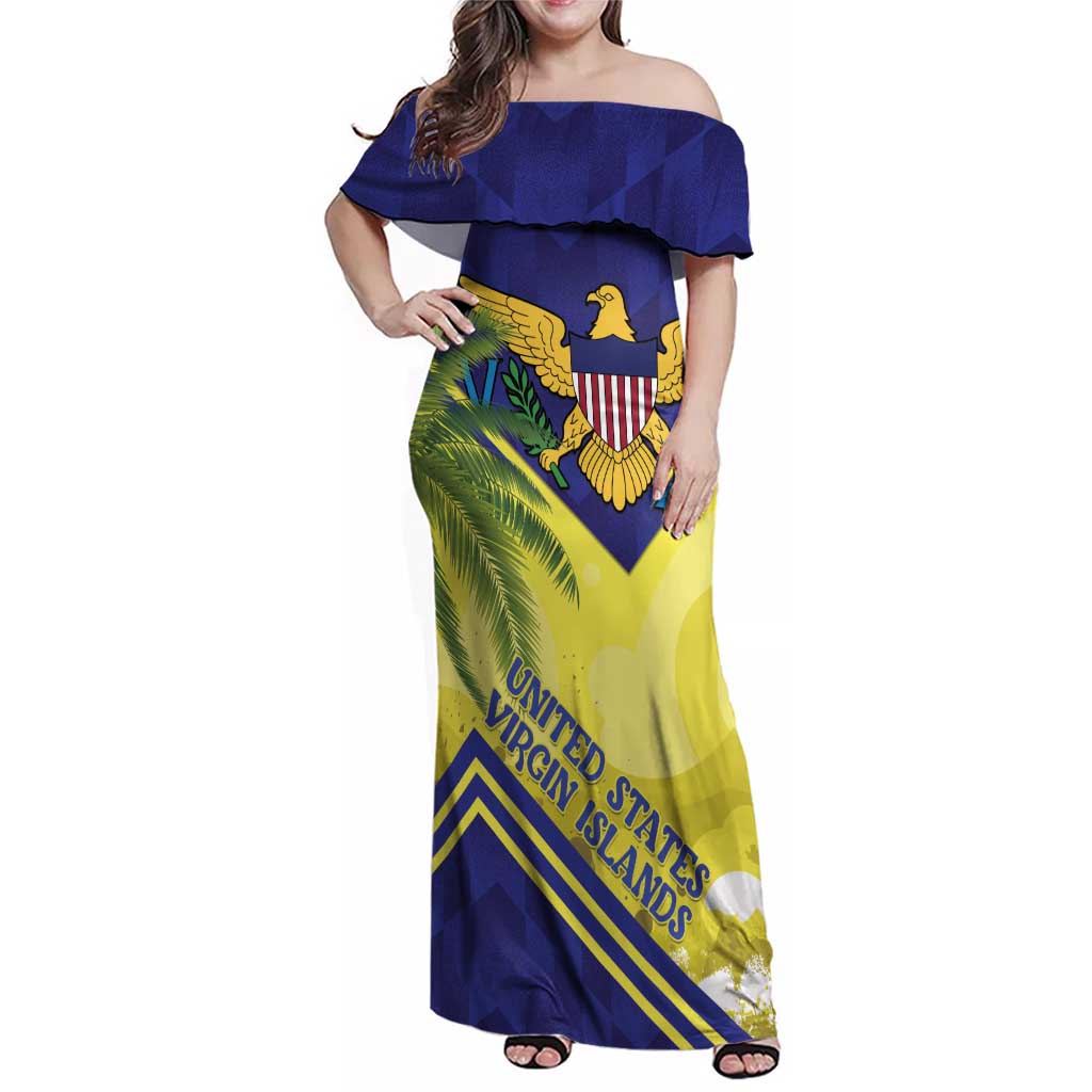 US Virgin Islands Family Matching Off Shoulder Maxi Dress and Hawaiian Shirt United in Pride and Hope - Wonder Print Shop